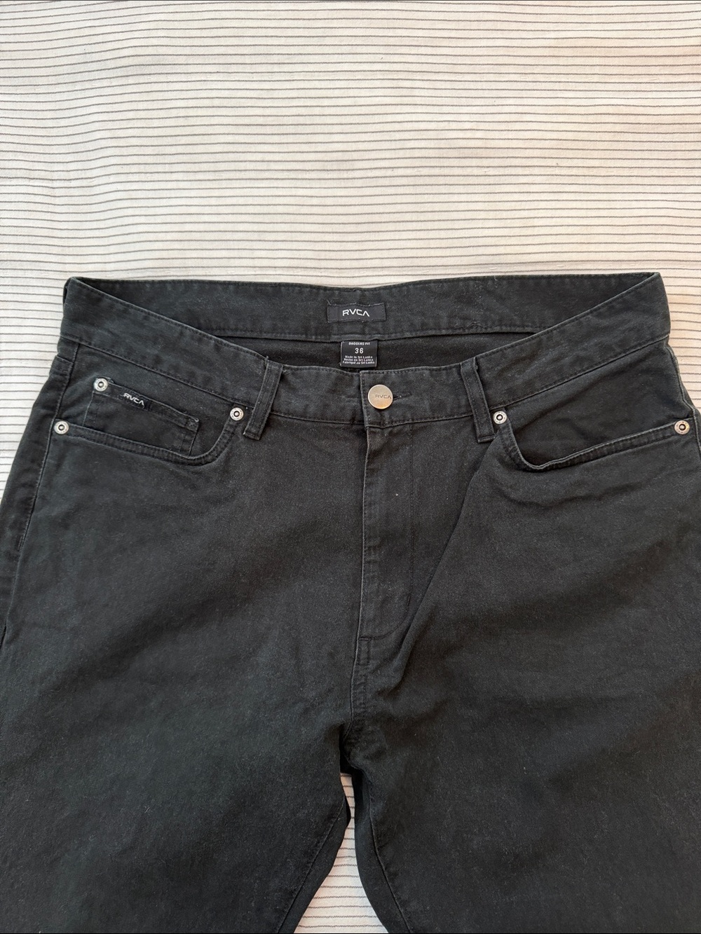 RVCA Men's Black Straight-Leg Jeans